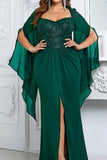 Sparkly Black Mermaid Long Mother of the Bride Dresswith Slit