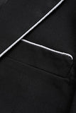 Notched Lapel Slim Fit One Button Black Men's Business Blazer