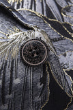 Men's Jacquard Black Notched Lapel One Button Party Blazer
