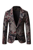 Men's Dark Coffee Notched Lapel Blazer with with Pockets