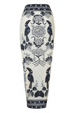 Black White One Shoulder Print Beach Swimsuit with Cover Up