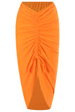 One Piece Orange Ruched Beach Swimwear