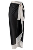 Black White One Piece V Neck Beach Swimwear with 3D Flowers