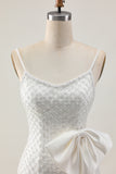 Pearls White Bodycon Sequins Homecoming Dress with Bow