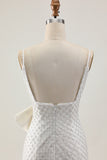 Pearls White Bodycon Sequins Homecoming Dress with Bow