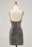 Sparkly Royal Blue Spaghetti Straps Tight Short Homecoming Dress with Beading