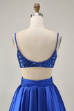 Sparkly A-Line Sequins Cut Out Short Royal Blue Homecoming Dress