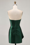 Blue Beaded Corset Tight Cut Out Satin Homecoming Dress with Streamer