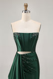 Corset Dark Green Strapless Beaded Bodycon Homecoming Dress