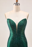 Strapless Sparkly Dark Green Bodycon Homecoming Dress