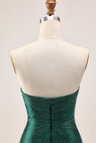 Strapless Sparkly Dark Green Bodycon Homecoming Dress