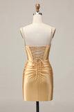 Golden Bodycon Corset Beaded Homecoming Dress