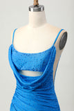 Blue Bodycon Cut Out Short Homecoming Dress with Beading