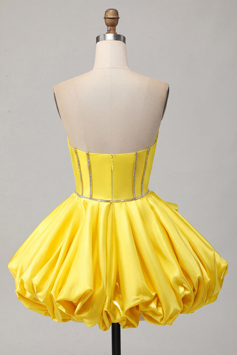 Zapaka Women Pink Strapless Satin Homecoming Dress with Rhinestones A Line Sweetheart Corset Short Prom Dress, Yellow / US8 Zapaka Women Pink Strapless Satin Homecoming Dress with Rhinestones A Line Sweetheart Corset Short Prom Dress, Yellow / US8