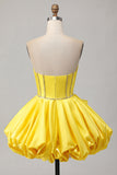 Pink Strapless A Line Corset Beaded Homecoming Dress with 3D Flower