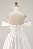 Ruched Off The Shoulder White Short Homecoming Dress