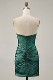 Strapless Bodycon Beaded Grape Homecoming Dress with Rhinestones
