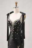 Sparkly Black Tight Rhinestones Short Homecoming Dress with Slit