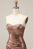 Sparkly Strapless Ruched Bodycon Fuchsia Homecoming Dress with Sequins