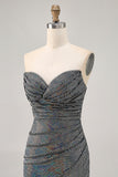 Sparkly Black Strapless Tight Short Homecoming Dress with Sequins