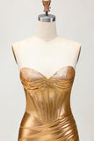 Sparkly Golden Strapless Corset Tight Short Homecoming Dress with Beading