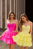 A Line Strapless Corset Tiered Short Homecoming Dress