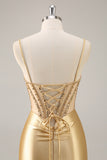 Golden Corset Bodycon Tight Beaded Short Homecoming Dress