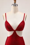 Chic Red Bodycon Beaded Cut Out Homecoming Dress