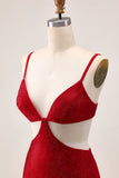 Chic Red Bodycon Beaded Cut Out Homecoming Dress