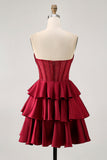 Strapless A Line Green Corset Homecoming Dress with Beading