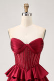 Strapless A Line Green Corset Homecoming Dress with Beading