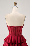 Strapless A Line Green Corset Homecoming Dress with Beading
