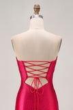 Beaded Strapless Burgundy Cut Out Homecoming Dress
