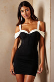 Cold Shoulder Bodycon Short Black Cocktail Dress