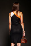 One Shoulder Bodycon Black Colorblock Cocktail Dress
