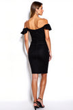 Black Off the Shoulder Bodycon Cocktail Dress
