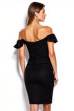 Black Off the Shoulder Bodycon Cocktail Dress