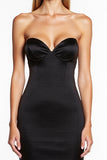 Mermaid Black Strapless Midi Cocktail Dress