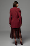 Burgundy Peak Lapel Women Work Blazer