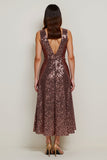 Sparkly Coffee Sequins Sheath Holiday Dress