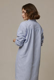 Blue Striped Long Sleeves Collar Neck Women Shirt