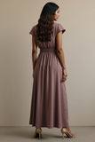 Grey Purple A Line Button Long Work Dress
