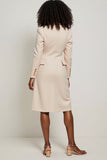Apricot Bodycon Satin Single Breasted Work Dress