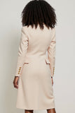 Apricot Bodycon Satin Single Breasted Work Dress