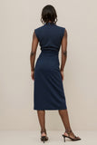 Navy Bodycon Ruched Work Dress