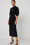 Black A Line Keyhole Semi Formal Dress with Sash