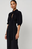 Black A Line Keyhole Semi Formal Dress with Sash