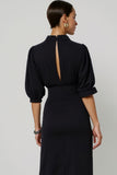 Black A Line Keyhole Semi Formal Dress with Sash
