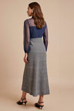 Long Sleeve A Line Grey Work Dress With Sash