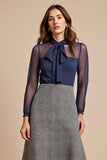 Long Sleeve A Line Grey Work Dress With Sash